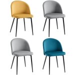Homcom - chaises de visiteur design scandinave - lot de 4 chaises - velours gris bleu canard moutarde ...