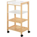 Chariot de service desserte de cuisine  roulettes 3 tagres + plateau amovible bois de pin mdf blanc ...
