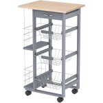 Chariot de service desserte de cuisine  roulettes multi - rangements 3 paniers mtal tiroir + 2 range ...