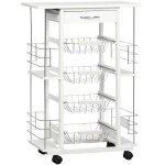 Chariot de service desserte de cuisine  roulettes multi - rangements 4 paniers mtal tiroir + 4 range ...