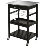 Chariot de service desserte de cuisine  roulettes multi - rangements 60l x 40l x 85h cm plateau acier ...