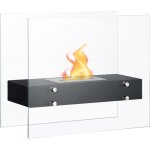 Chemin�e � poser bio�thanol en m�tal et verre tremp� avec r�servoir 1, 5 l couverture 25 m� - dim. 60l ...