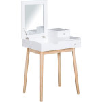 Homcom - coiffeuse design scandinave table de maquillage multi - rangements miroir pliable 60l x 50l ...