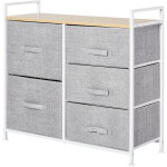 Commode meuble de rangement 5 tiroirs amovibles pour chambre salon cuisine 83 x 29 x 77 cm gris Commode meuble de rangement 5 tiroirs amovibles pour chambre salon cuisine 83 x 29 x 77 cm gris
