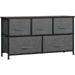Commode meuble de rangement 5 tiroirs non - tisss anthracite structure mtal noir plateau mdf aspect ...