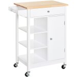 Desserte cuisine - chariot de service - porte, 3 tagres, tiroir, porte - serviettes - blanc plateau ...