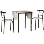Homcom - ensemble table  manger 3 pices avec 2 chaises style industriel - table extensible - acier ...