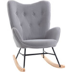 Homcom - fauteuil à bascule oreilles rocking chair grand confort accoudoirs assise dossier garnissage ... Homcom - fauteuil à bascule oreilles rocking chair grand confort accoudoirs assise dossier garnissage ...