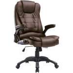 Homcom - fauteuil de bureau direction pivotant massant chauffant lectrique revtement synthtique chocolat ...