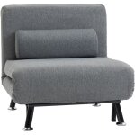 Homcom - fauteuil convertible 3 en 1 chauffeuse lit avec coussin gris