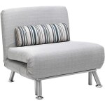 Homcom - fauteuil convertible 3 en 1 chauffeuse lit 1 place avec coussin gris