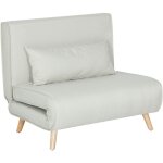 Fauteuil convertible chauffeuse style nordique dossier réglable coussin inclus blanc cassé Fauteuil convertible chauffeuse style nordique dossier réglable coussin inclus blanc cassé