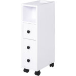 Homcom - meuble bas colonne rangement salle de bain  roulettes blanc dim. 18l x 30l x 68, 5h cm