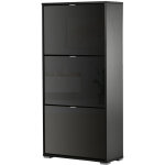 Homcom - meuble à chaussures 3 portes abattantes 3 compartiments mdf noir laqué Homcom - meuble à chaussures 3 portes abattantes 3 compartiments mdf noir laqué
