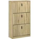 Homcom - meuble � chaussures design urban craft 3 portes abattantes 3 �tag�res poign�es m�tal noir aspect ...