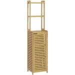 Homcom - meuble colonne salle de bain style naturel porte niche 4 tagres bambou