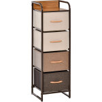 Meuble de rangement chiffonnier 4 tiroirs acier mdf aspect bois non tiss marron beige