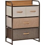 Homcom - meuble de rangement chiffonnier 4 tiroirs en tissu 58 x 29 x 78, 5 cm marron beige brun