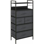 Homcom - meuble de rangement commode 5 tiroirs 2 étagères acier mdf non tissé noir Homcom - meuble de rangement commode 5 tiroirs 2 étagères acier mdf non tissé noir