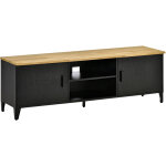 Homcom - meuble tv banc tv design industriel - 2 placards, 2 niches, 2 passe - fils - structure pitement ...