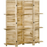 Homcom - paravent intrieur 4 panneaux 3 tagres pliables sparateur de pice portes persiennes bois ...