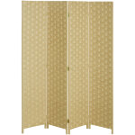 Homcom - paravent intérieur 4 panneaux pliables séparateur de pièce bois de pin fibres de papier tressé ... Homcom - paravent intérieur 4 panneaux pliables séparateur de pièce bois de pin fibres de papier tressé ...