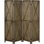 Homcom - paravent intérieur 4 panneaux style campagnard chic - séparateur de pièce avec croisillons - ... Homcom - paravent intérieur 4 panneaux style campagnard chic - séparateur de pièce avec croisillons - ...