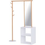 Homcom porte - manteaux meuble d'entr�e vestiaire penderie avec miroir 4 pat�res 2 niches dim. 100l x ...
