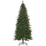 Homcom - sapin de nol artificiel dcor  78 x 210h cm 746 branches pines grand ralisme 45 baies rouges ...