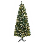 Sapin de nol artificiel lumineux led x 250 blanc chaud 30 pommes de pin h. 180 cm 703 branches vert ...