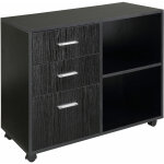 Homcom - support d'imprimante organiseur bureau caisson 3 tiroirs + 2 niches + grand plateau panneaux ...