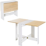 Table de cuisine pliable 103l x 76l x 74h cm panneaux particules bicolore chne blanc - homcom
