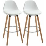 Homcom - tabourets de bar style scandinave - lot de 2 tabourets de bar avec repose - pieds - pi�tement ...