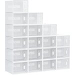 Homcom - tagre cube modulable - 18 cubes - meuble  chaussures - pp blanc transparent