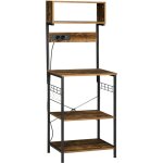 Tag�re de cuisine avec multiprise et 2 chargeurs usb - 2 �tag�res, plateau, niche, 5 crochets - acier ...