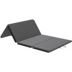 Tapis de gym yoga fitness pliable - poign�e - rev�tement synth�tique - gris
