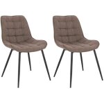 Home deluxe - chaise rembourr�e salle � manger tissu ikalo couleur : gris / brun, quantit� : 2