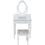 Home deluxe - coiffeuse avec miroir et �clairage led rosy couleur : blanc