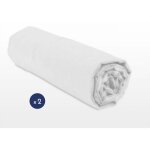 Home linge passion - lot de 2 draps housse uni coton 57 fils blanc 140 x 190 cm bonnet 25 cm