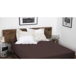 Home linge passion - drap housse uni coton 57 fils chocolat 160x200 cm bonnet 35 cm