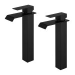 Homelody - 2x robinet salle de bain noir cascade bec haut mitigeur de lavabo robinetterie en acier inox ...