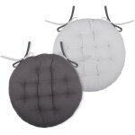 Galette de chaise ronde et bicolore gris perle  38x38 cm