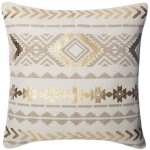 Homemaison - housse de coussin ethnik gold et beige 40x40 cm en lin ? design ethnique, livraison gratuite ...