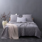 Homemaison - jet� de lit gris capitonn� style lin lav� - 180x240cm - gris