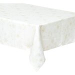 Homemaison - nappe blanche avec flocon dor� brod� 140 x 240 cm - feeric christmas