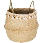 Atmosphera - panier alina en roseau avec pompons, 30 cm crateur d'intrieur
