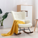 Homemiyn - fauteuil � bascule chaise ber�ante allaitement b�b� en tissu bouclette rocking chair style ...