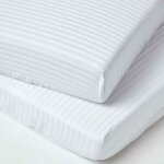 Homescapes lot de 2 draps housse lit b�b� en coton �gyptien 330 fils blanc, 60 x 120 cm