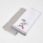 Lot de 2 torchons nid d'abeille en coton, gris - homescapes
