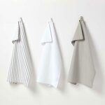 Lot de 3 torchons rayures - gris & blanc - homescapes